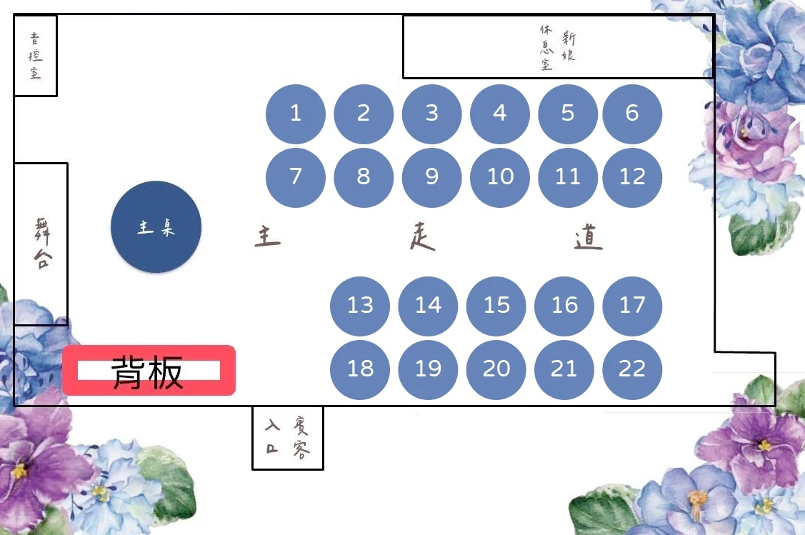 B 組原始座位圖,桌次資訊分散在通訊軟體對話截圖中